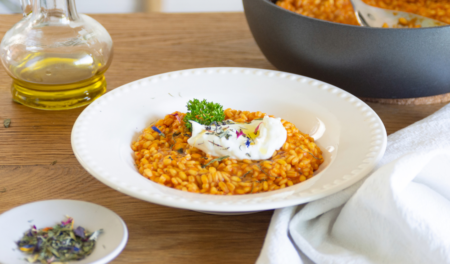 Rezept: Gerstenrisotto mit Pilzen, Käse &amp; Safran